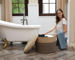 Cottonphant basket folded flat for easy storage and travel.