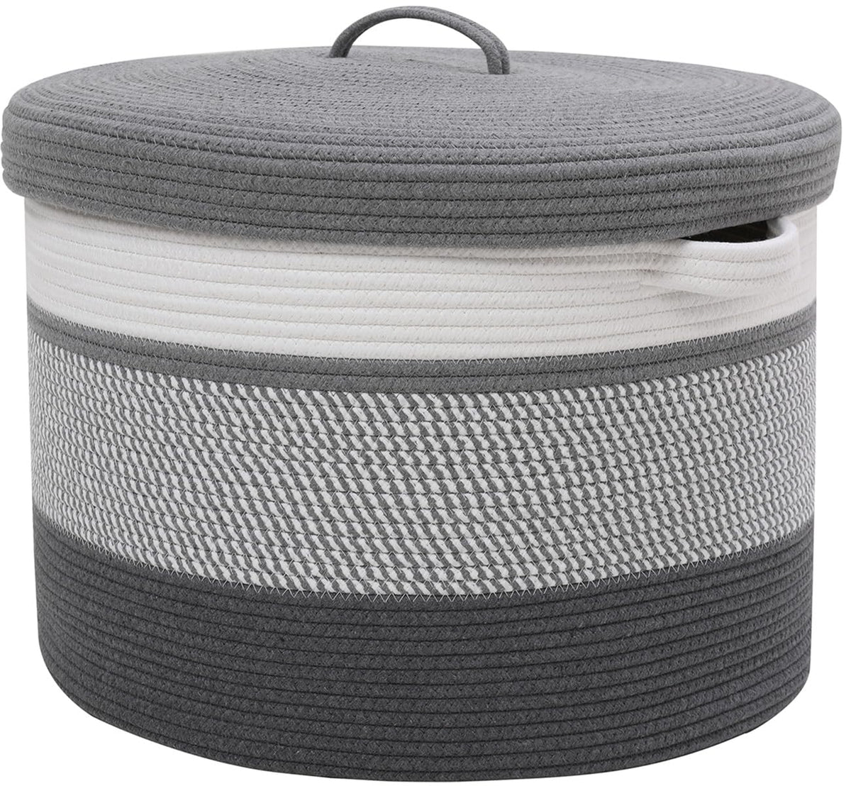 Cottonphant laundry basket with lid keeps clothes concealed and organized.