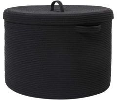 Cottonphant all-black laundry hamper front view with sturdy handles for easy laundry sorting