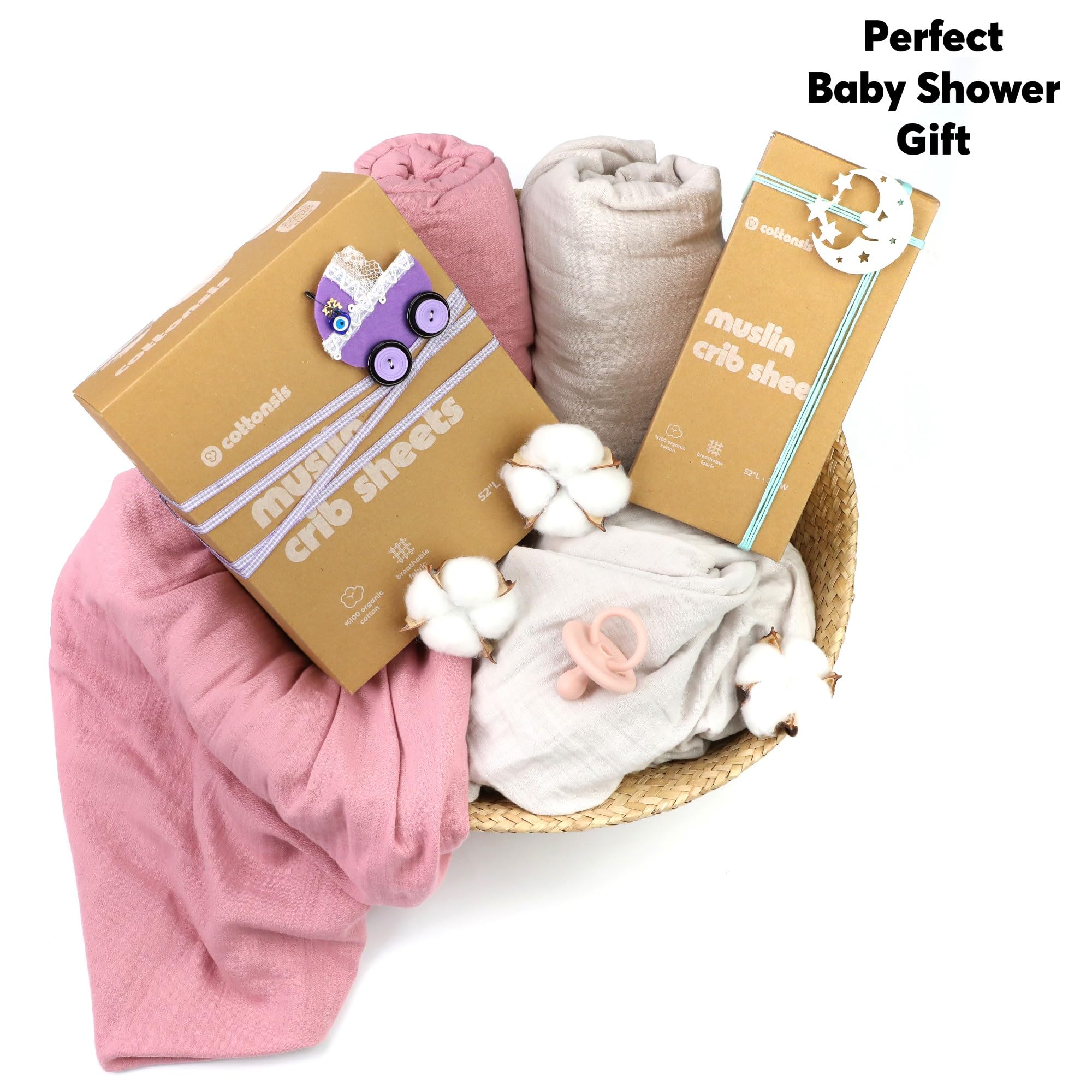Cottonsis recyclable packaging highlights eco-friendly baby gift option.