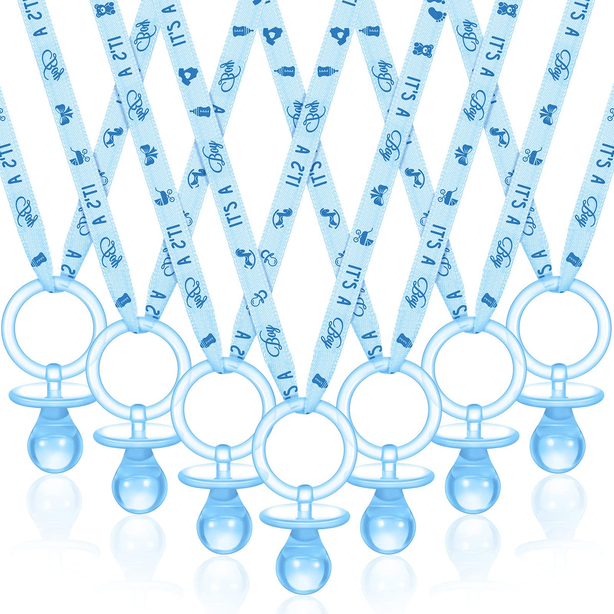 Coume 36-pcs baby shower pacifier necklace assembled; decorative party accessory.
