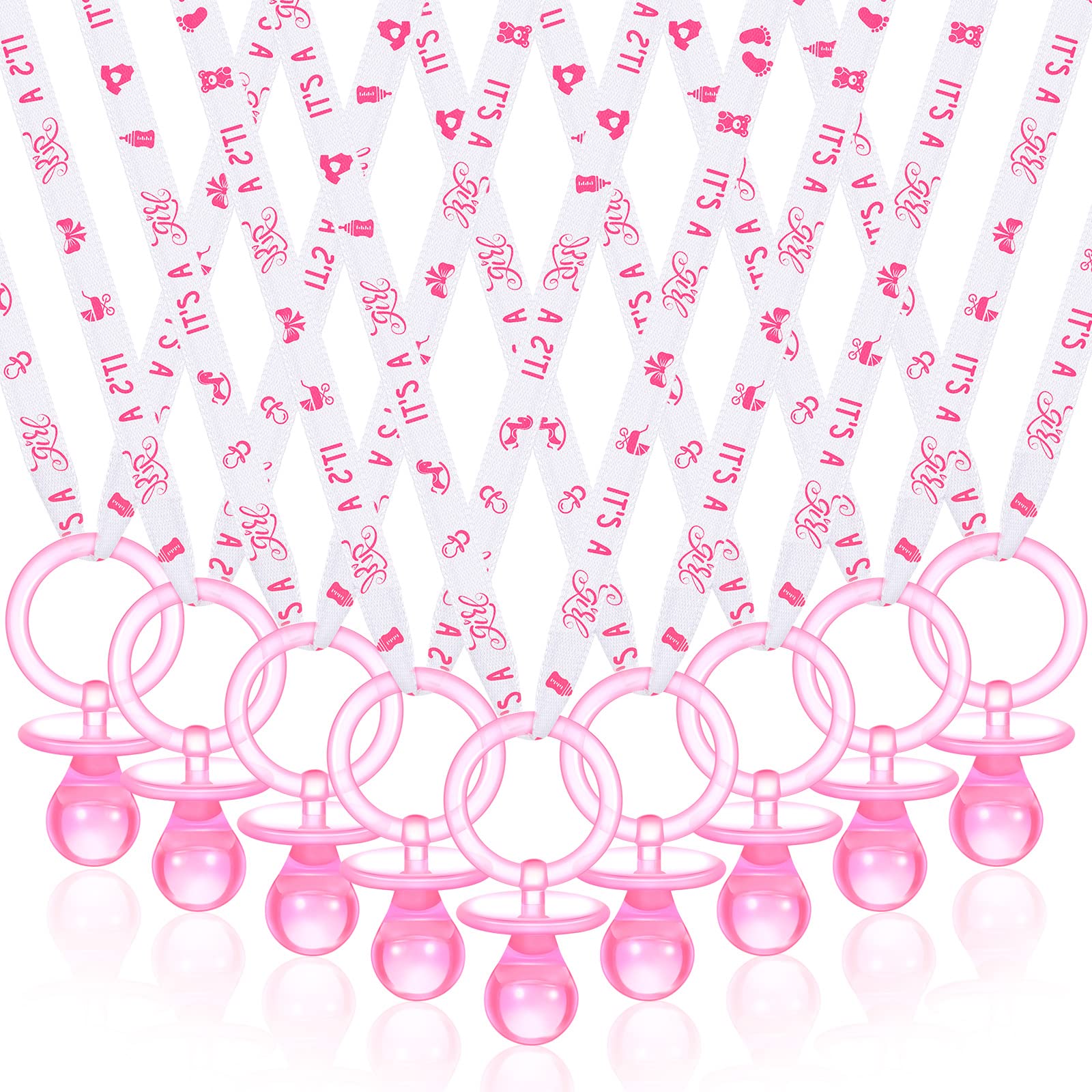 Coume baby shower pacifier necklace set with 36 pieces for easy party favors.