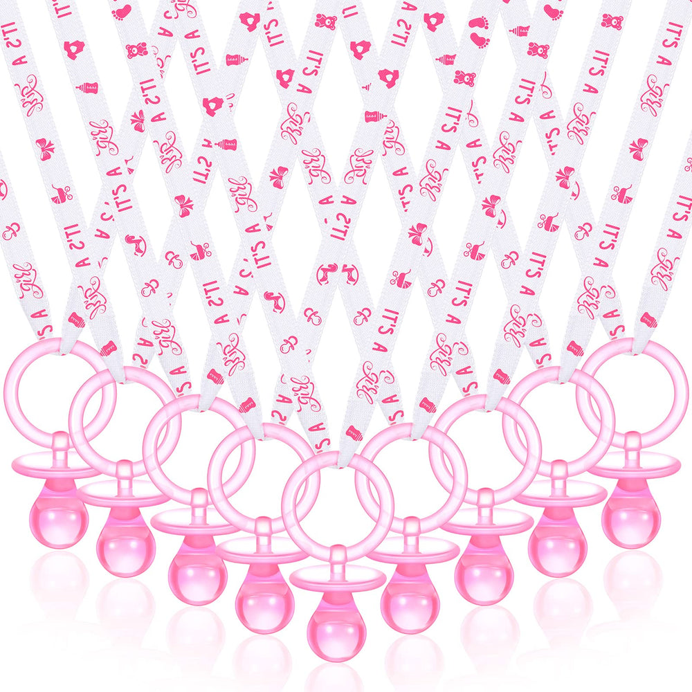 Coume baby shower pacifier necklace set with 36 pieces for easy party favors.