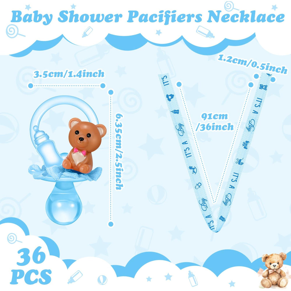 Coume blue pacifier necklace close-up showing color and motif