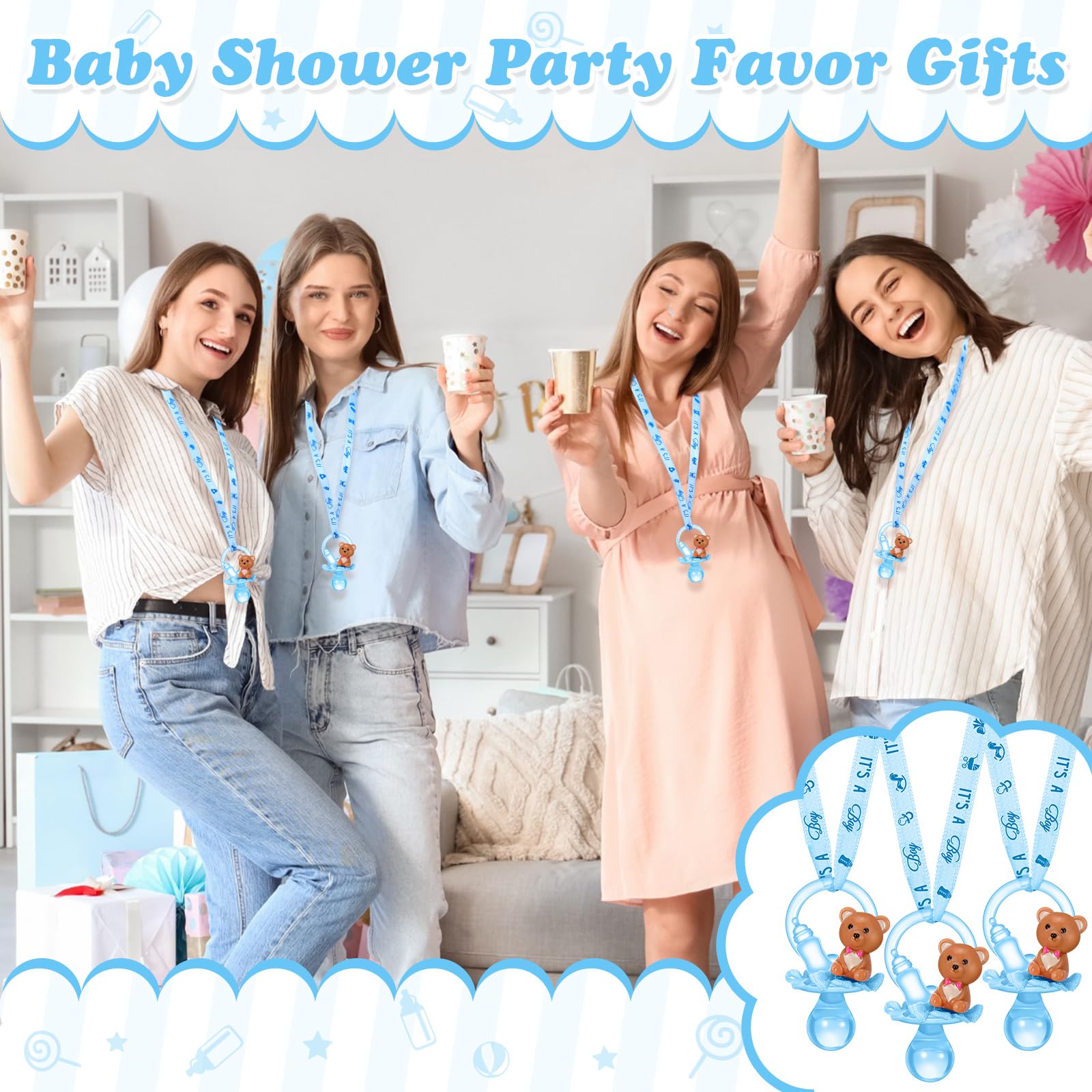 Coume gift pack baby shower pacifiers necklace ready for gifting