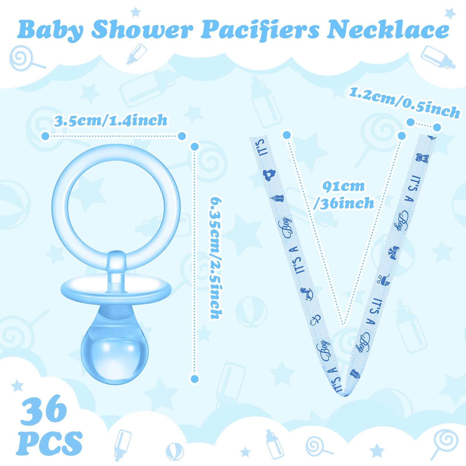 Coume pacifier necklace ribbon-detail with 36-inch ribbon for easy wear.