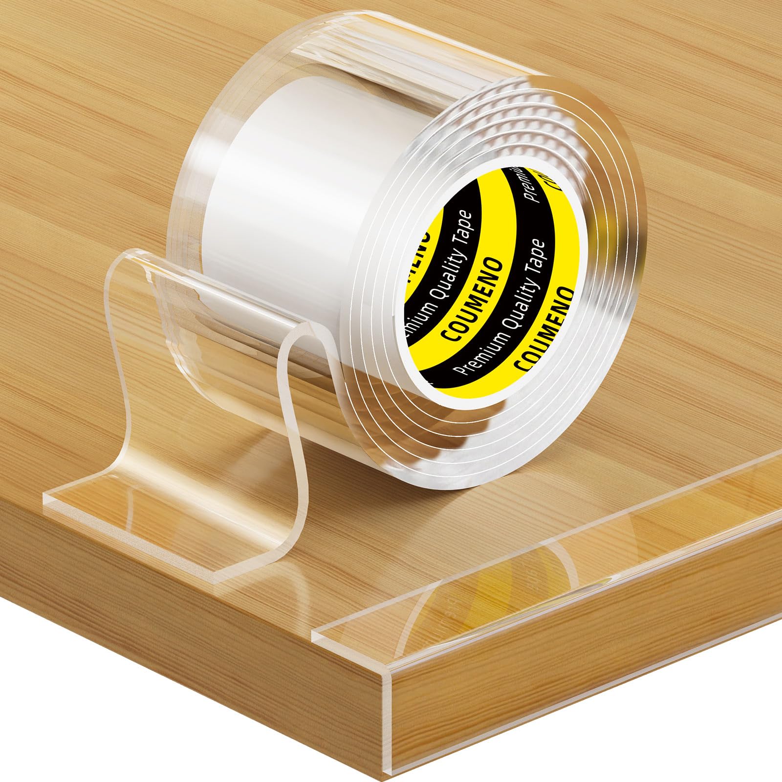 COUMENO Clear Edge Protector roll in use on a chair edge for safe corners.