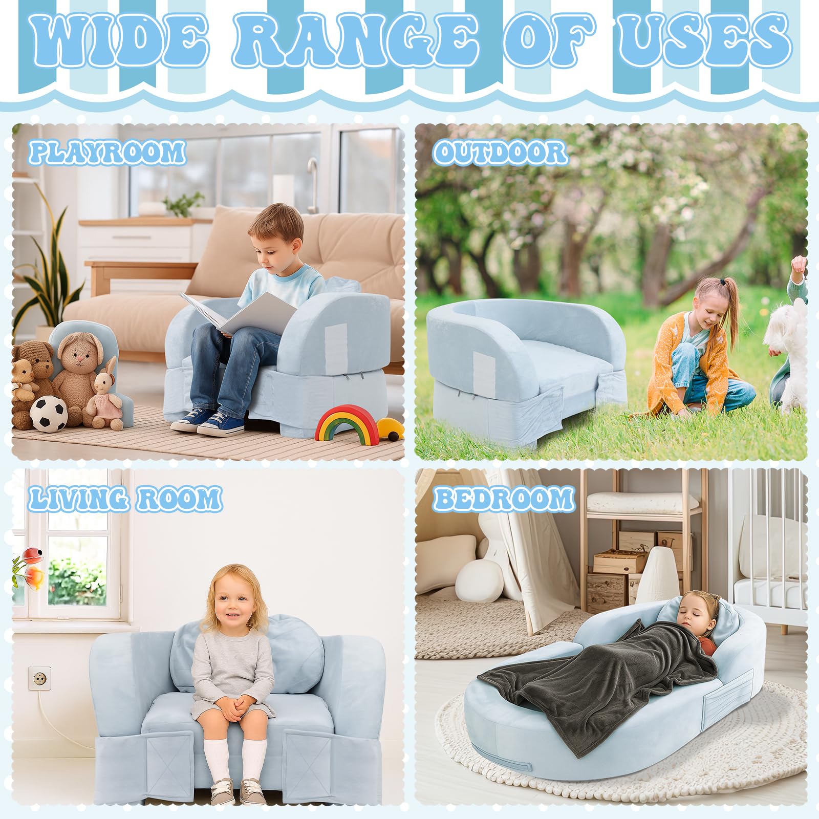 Coumy Toddler Travel Bed with soft suede lining for warm, cozy rest