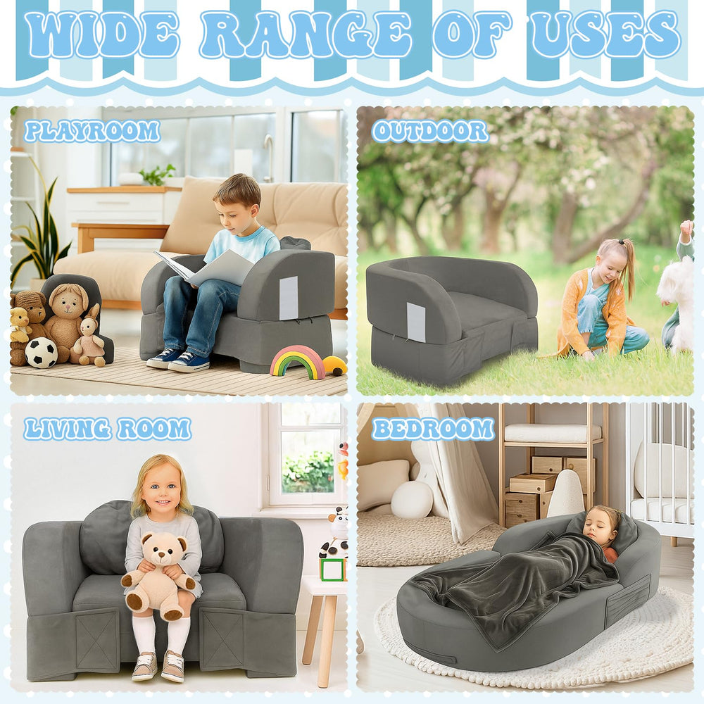 Coumy toddler travel bed with zipper storage compartment for small essentials.