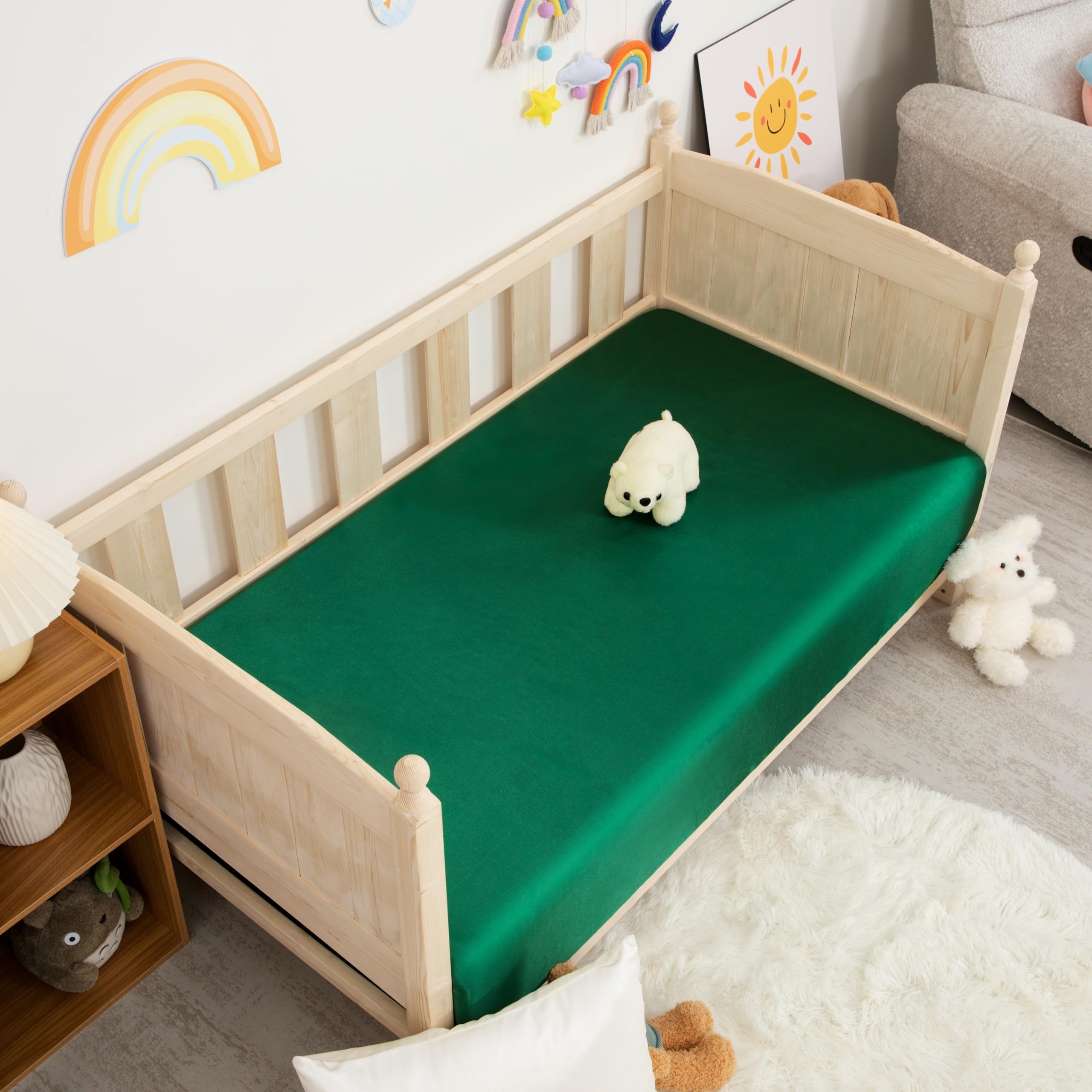 Counfeisly silk satin crib sheet showcases the 8-inch deep pocket for snug mattress hold.