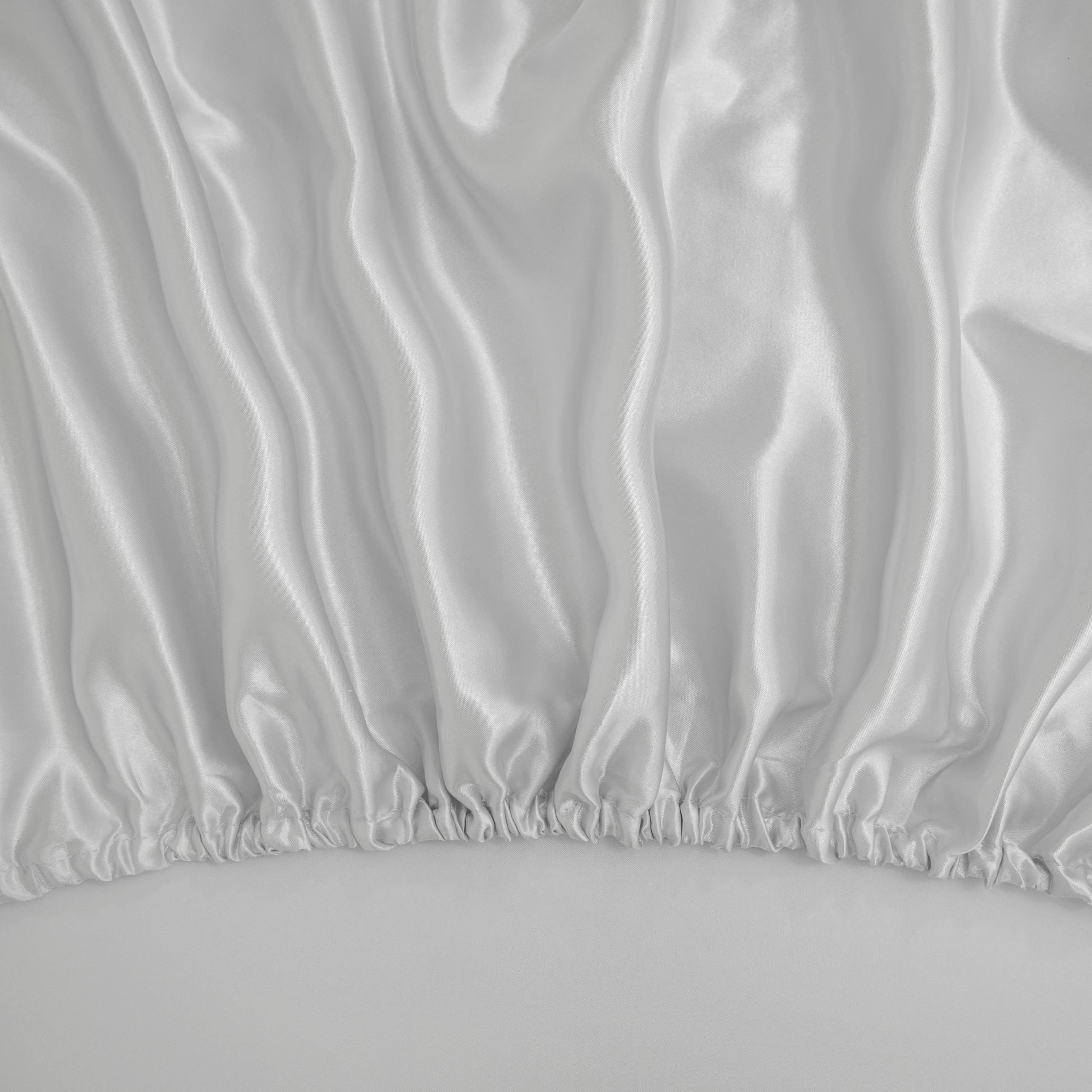 Counfeisly satin sheet laid on mattress highlights temperature-regulating comfort.