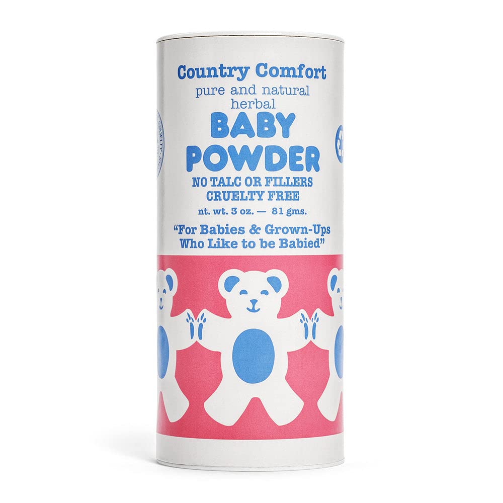 Country Comfort Baby Powder dispensing dusting shot shows light silky texture