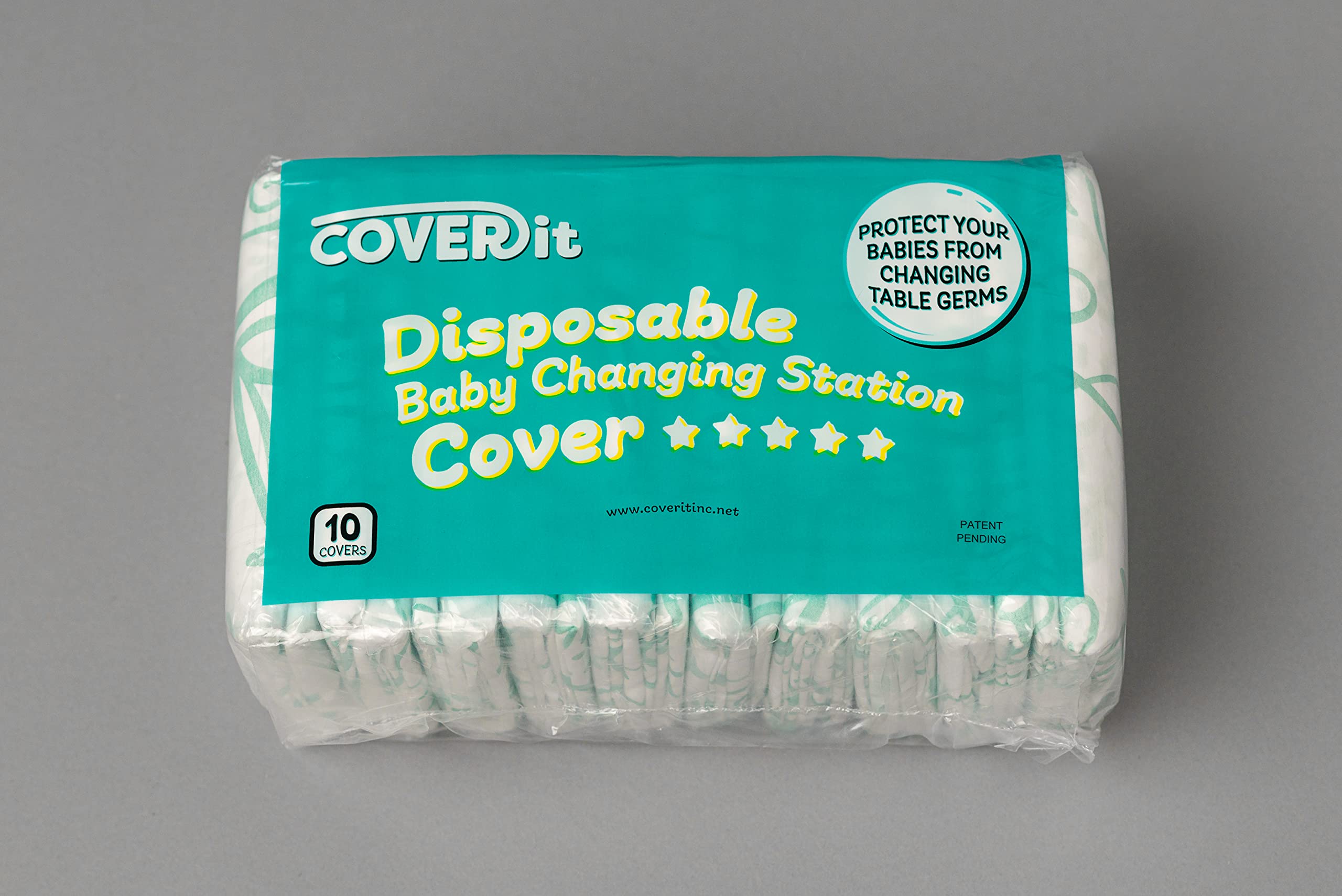 Cover It, Inc patent-pending design on a disposable cover supports quick, hygienic diaper changes.