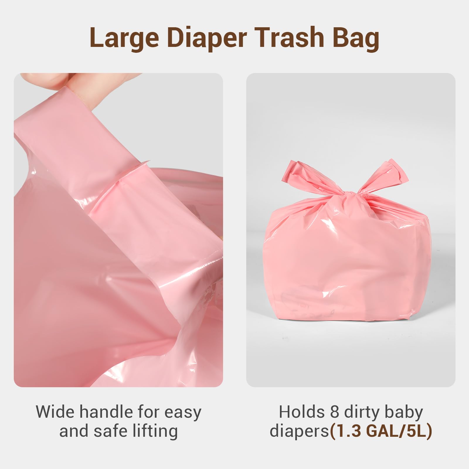 Covfresh 15.7 by 7.1 inch bags fit diapers comfortably