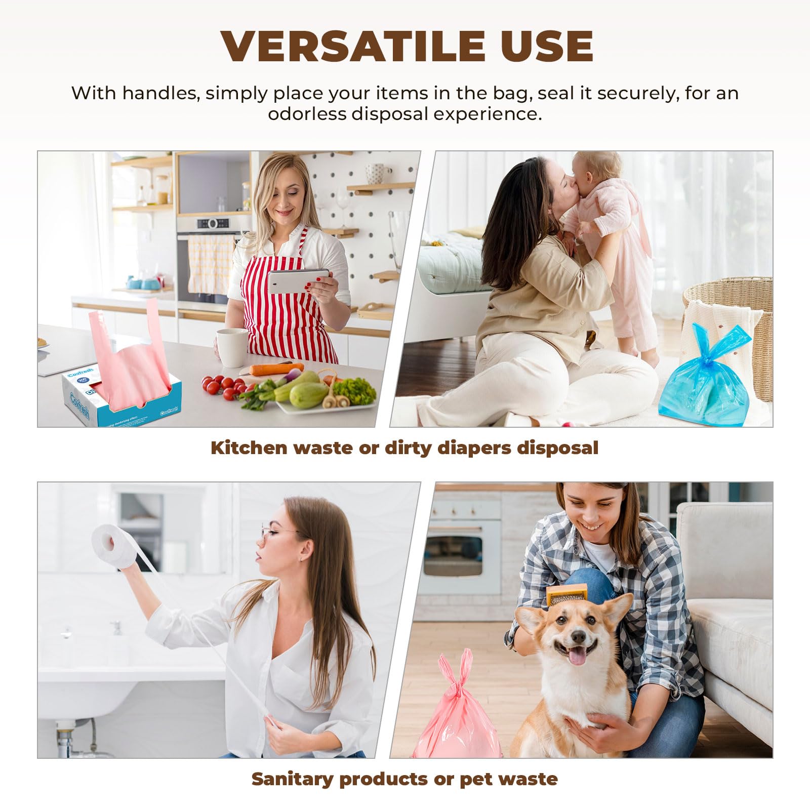 Covfresh pink bags ideal for car and travel diaper disposal