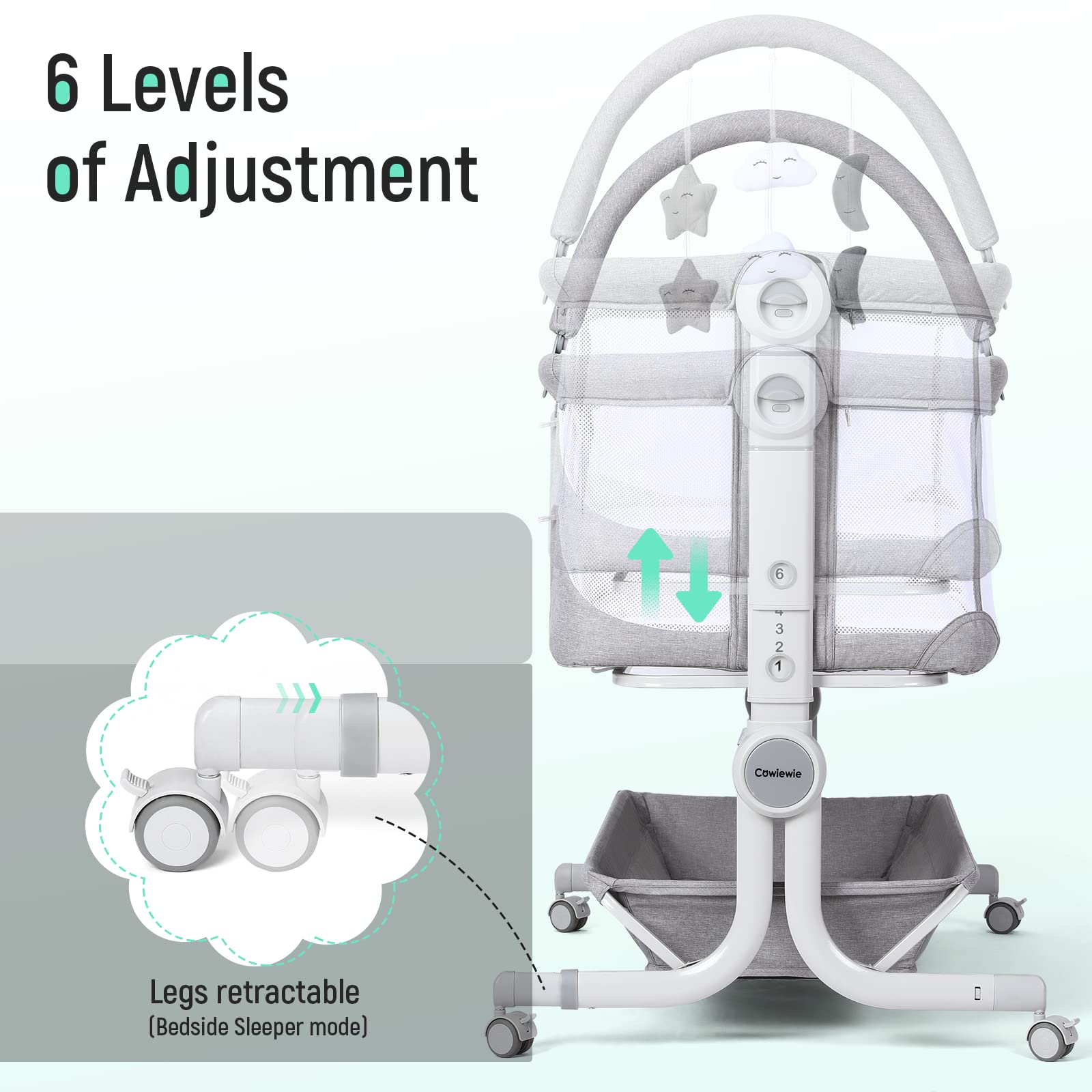 Cowiewie Baby Bassinet folding compact for travel and easy storage.