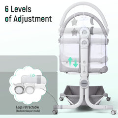 Cowiewie Baby Bassinet folding compact for travel and easy storage.