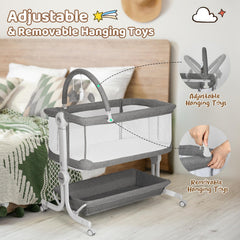 Cowiewie baby bassinet full mesh grey provides breathable visibility