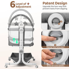 Cowiewie baby bassinet wheels grey enables smooth room-to-room movement