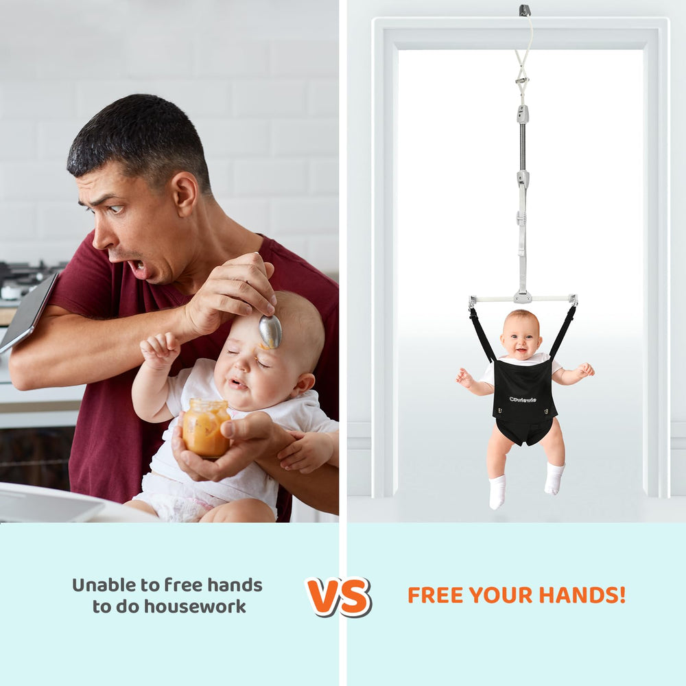 Cowiewie Door Jumper keeps the caregiver within sight for peace of mind during play.