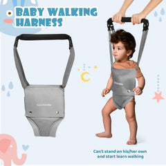 Cowiewie baby walking harness attachment shows early steps with added support and supervision.