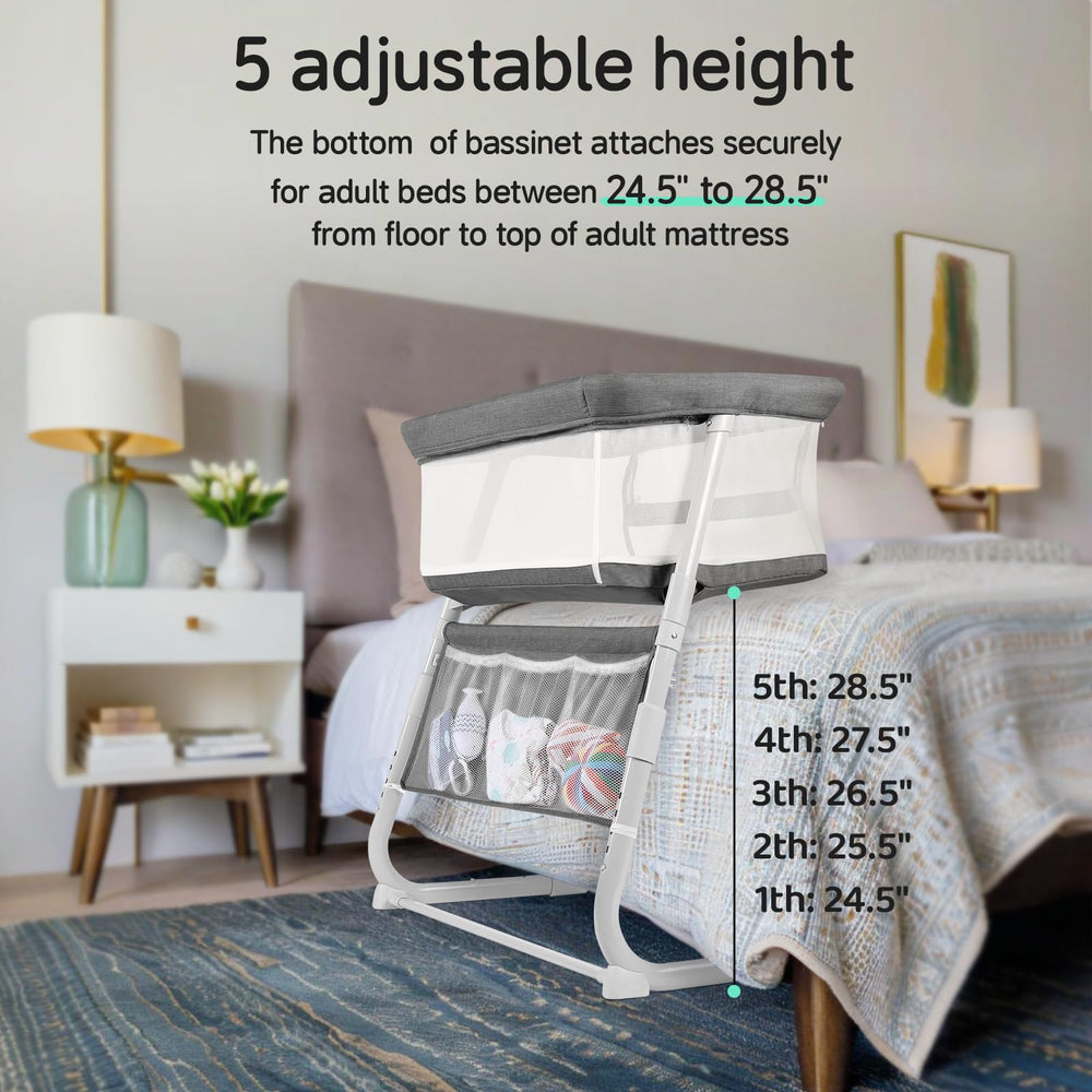 Cowiewie Bassinet 360° mesh sides promote airflow while keeping baby visible at a glance