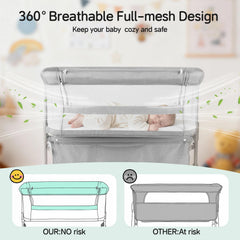 Cowiewie bassinet 360-mesh offers breathable visibility for monitoring