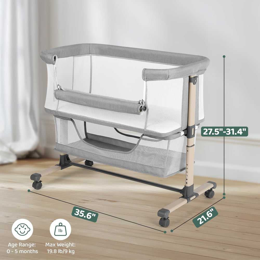 Cowiewie bassinet 3D mesh fabrics illustrate breathable airflow for baby comfort
