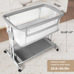 Cowiewie Bassinet 4 auto-lock wheels for smooth room-to-room mobility.