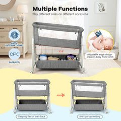 Cowiewie Bassinet angled crib nursing access highlighted for convenient feeding