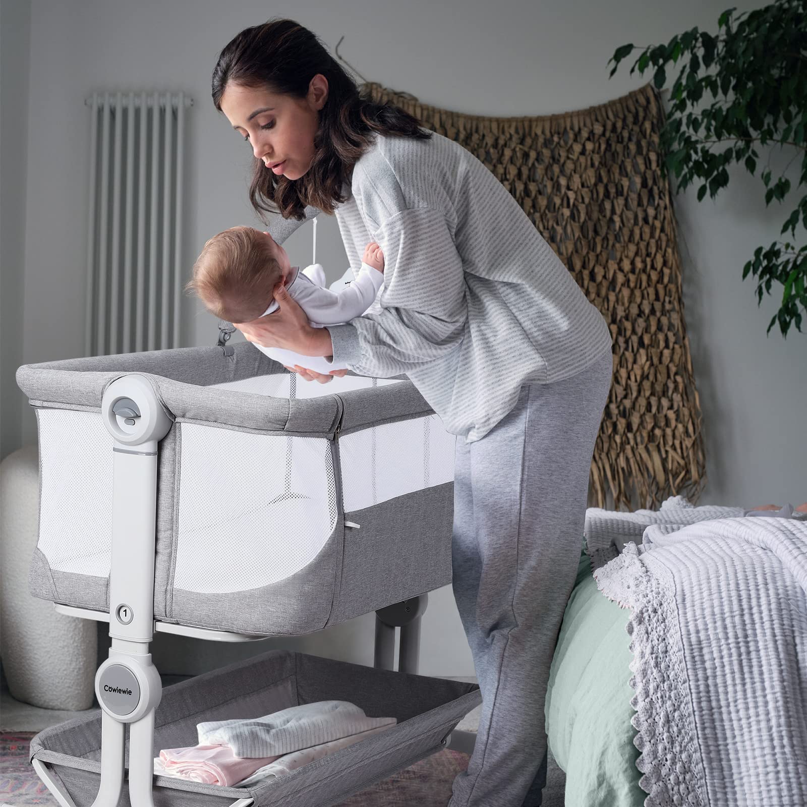 Cowiewie bassinet two-lock safety keeps baby secure during use.