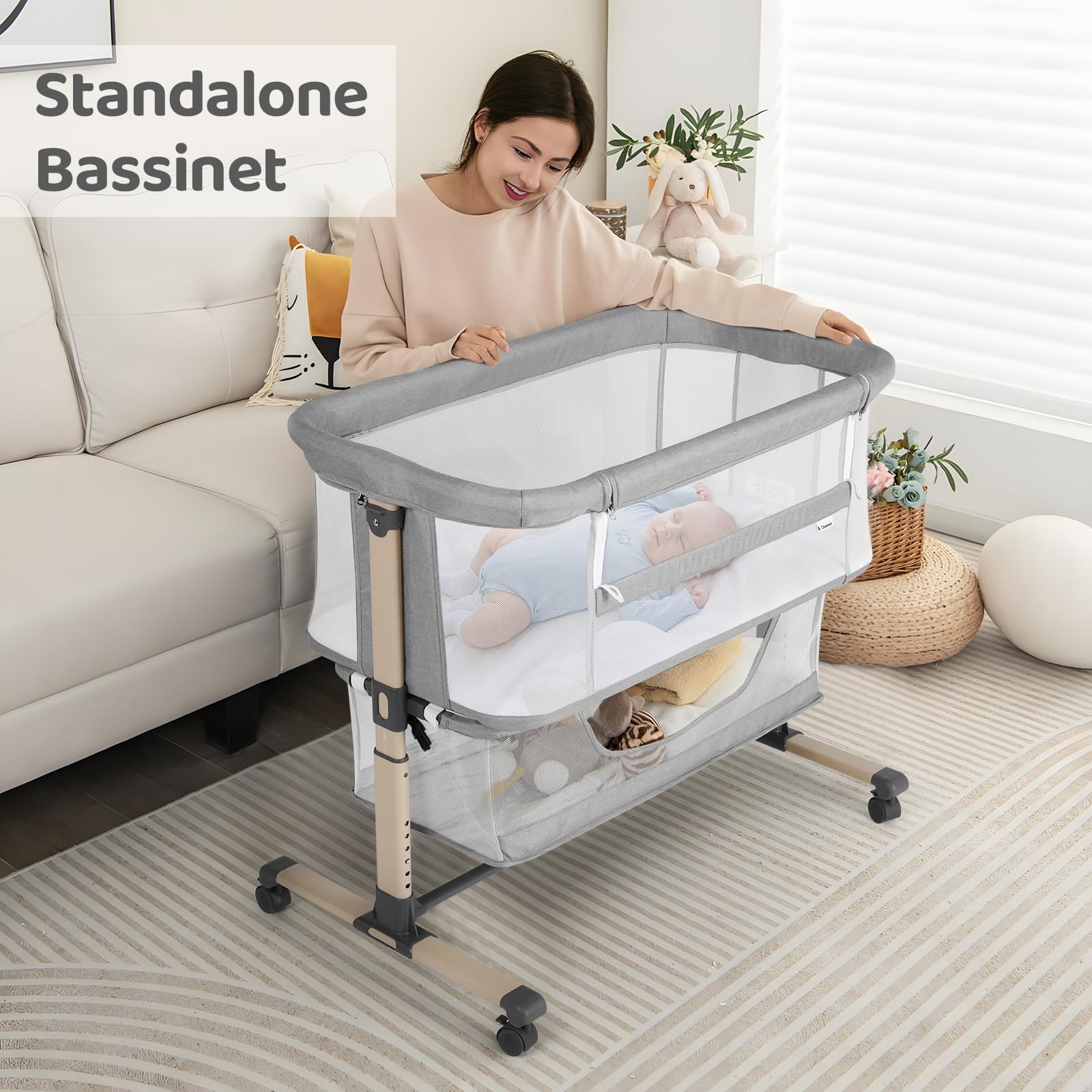 Cowiewie bassinet tool-free assembly highlights quick setup in minutes