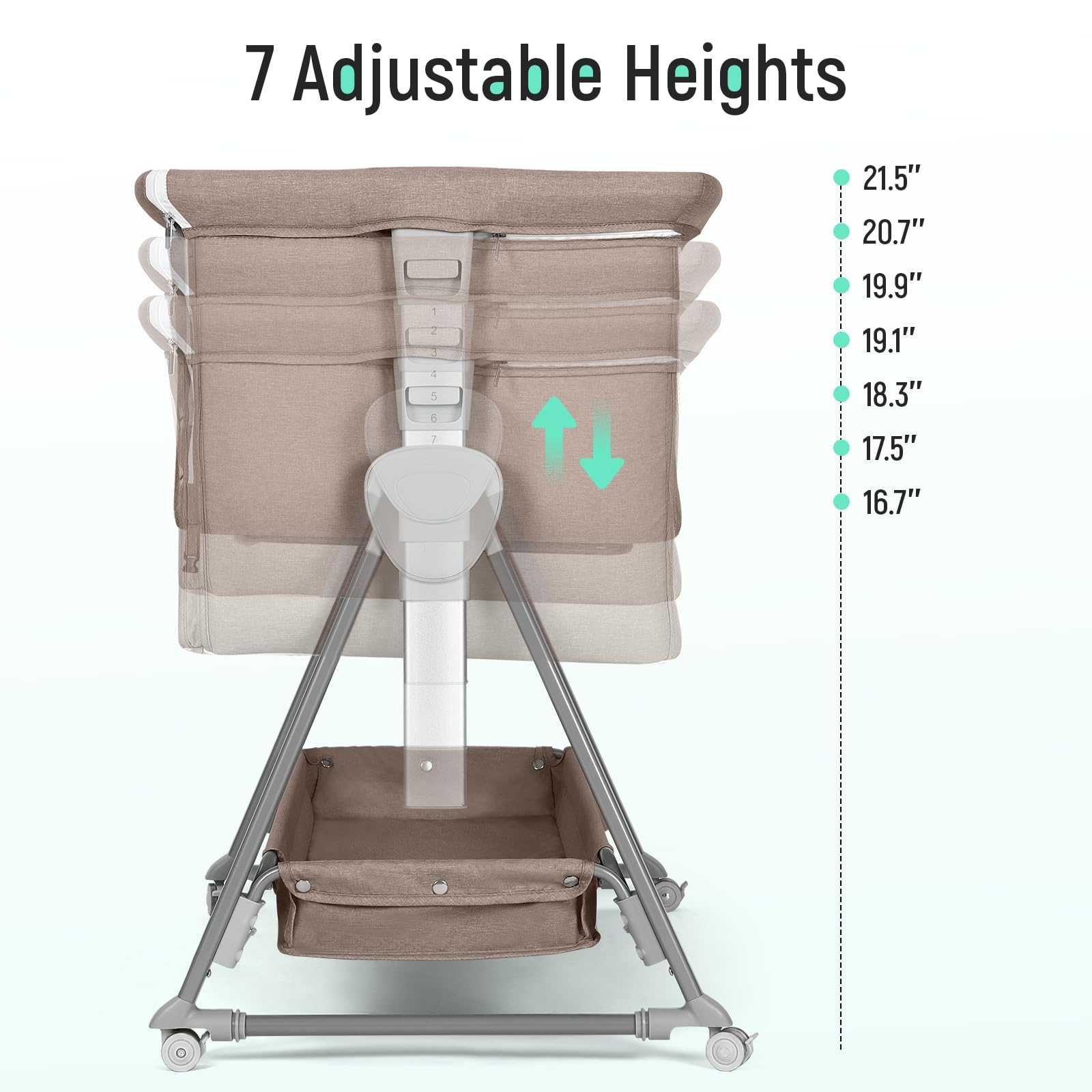 Cowiewie Bassinet Bedside Sleeper uses a breathable 3D mesh mattress for airflow and comfort.