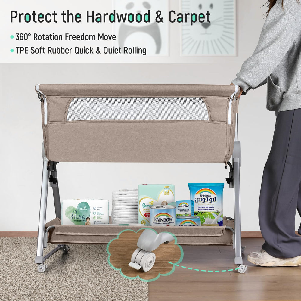 Cowiewie Bassinet Bedside Sleeper offers 7-height adjustment to match most bed heights easily.