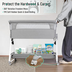 Cowiewie Bassinet Bedside Sleeper features breathable 3D mesh for airflow and comfort