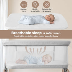 Cowiewie bassinet with breathable 3D mesh sides for improved air circulation.