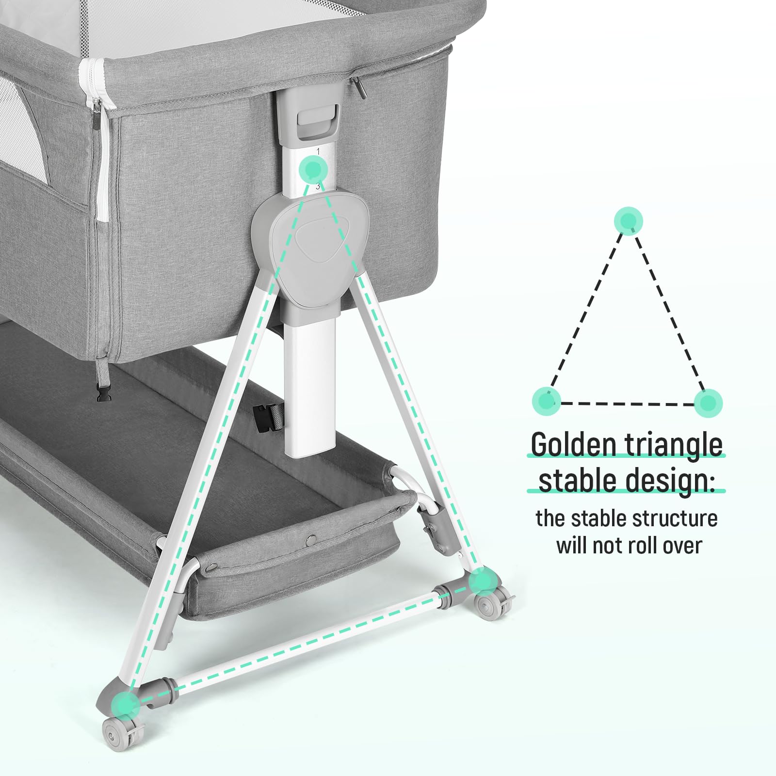 Cowiewie Bassinet Bedside Sleeper folds flat for travel and quick storage