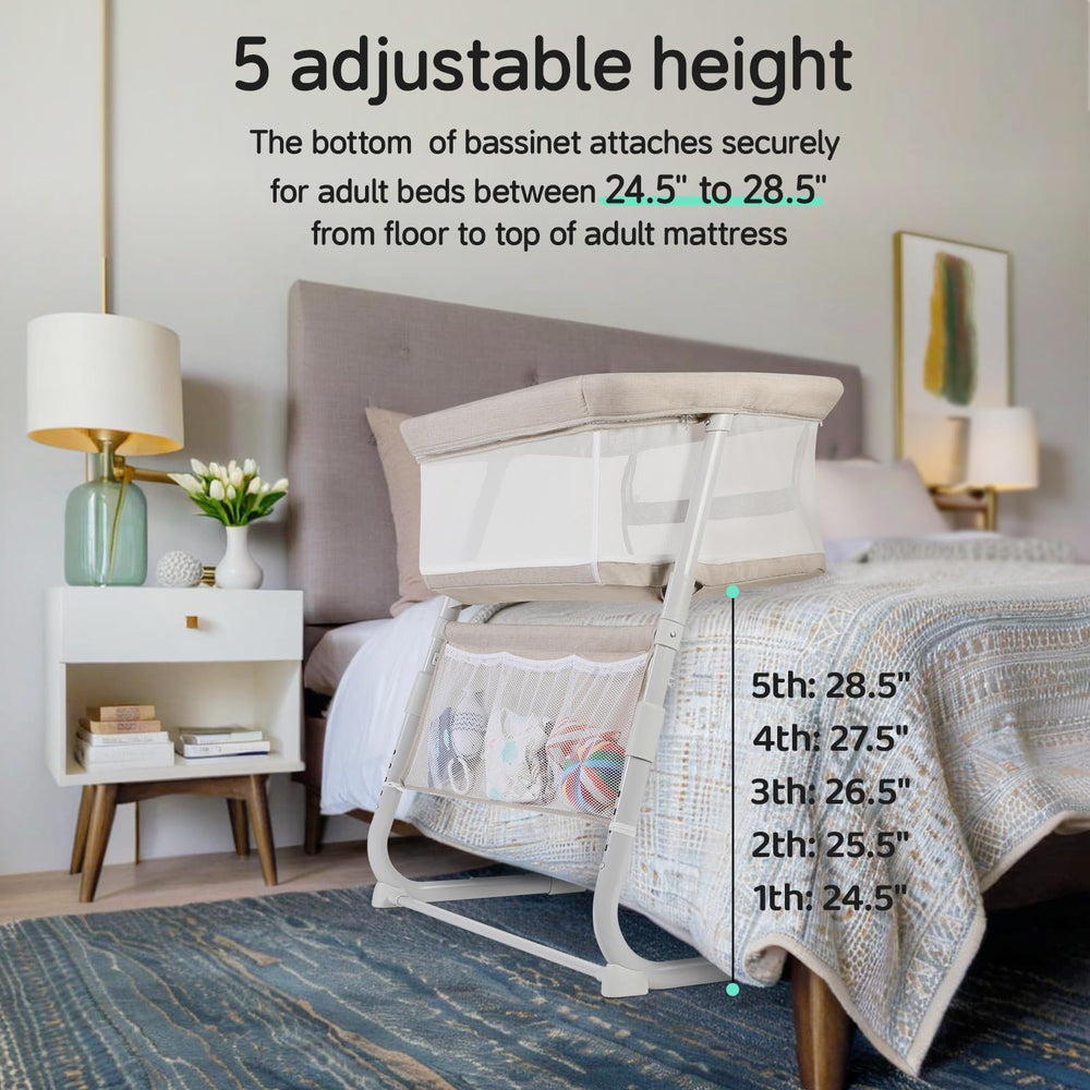 Cowiewie bassinet bedside sleeper glide-under legs saving space under bed