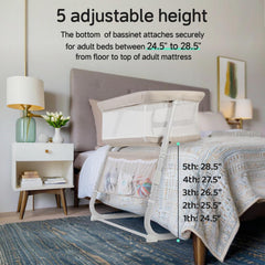 Cowiewie bassinet bedside sleeper glide-under legs saving space under bed