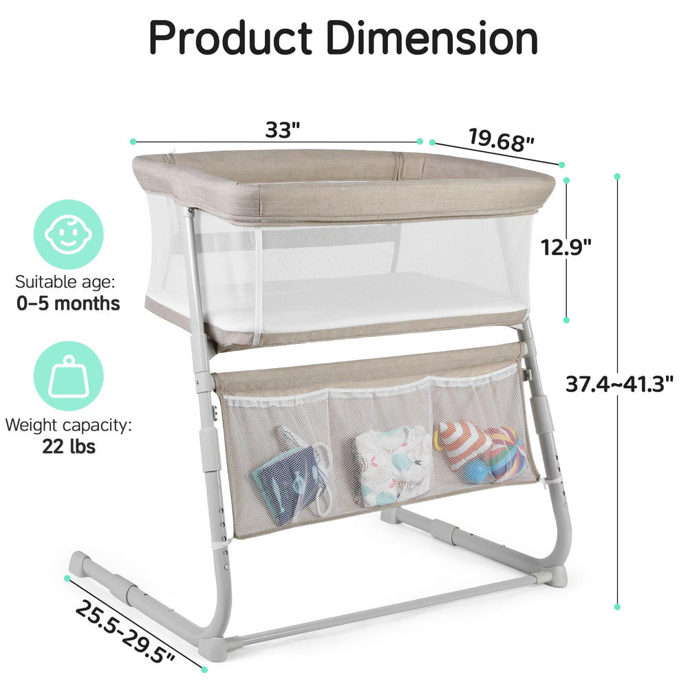 Cowiewie bassinet bedside sleeper safe co-sleeping design with extended base