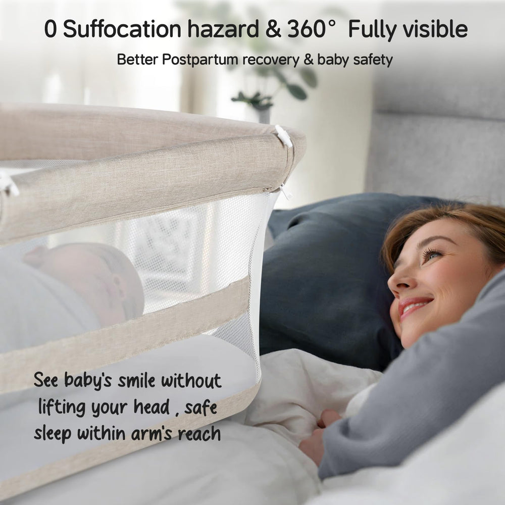 Cowiewie bassinet bedside sleeper compact space-saving design for small rooms