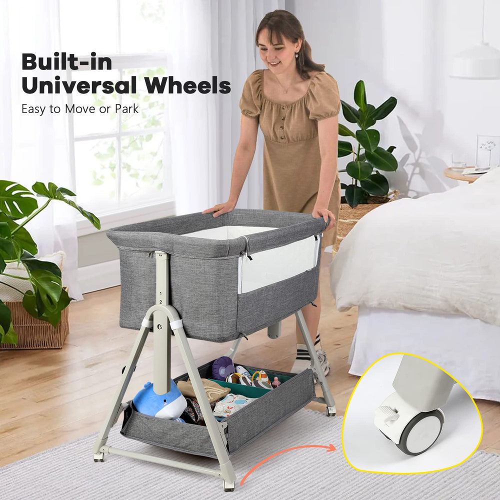 Cowiewie Bassinet JPMA certified safety emphasizes reinforced frame and safe materials