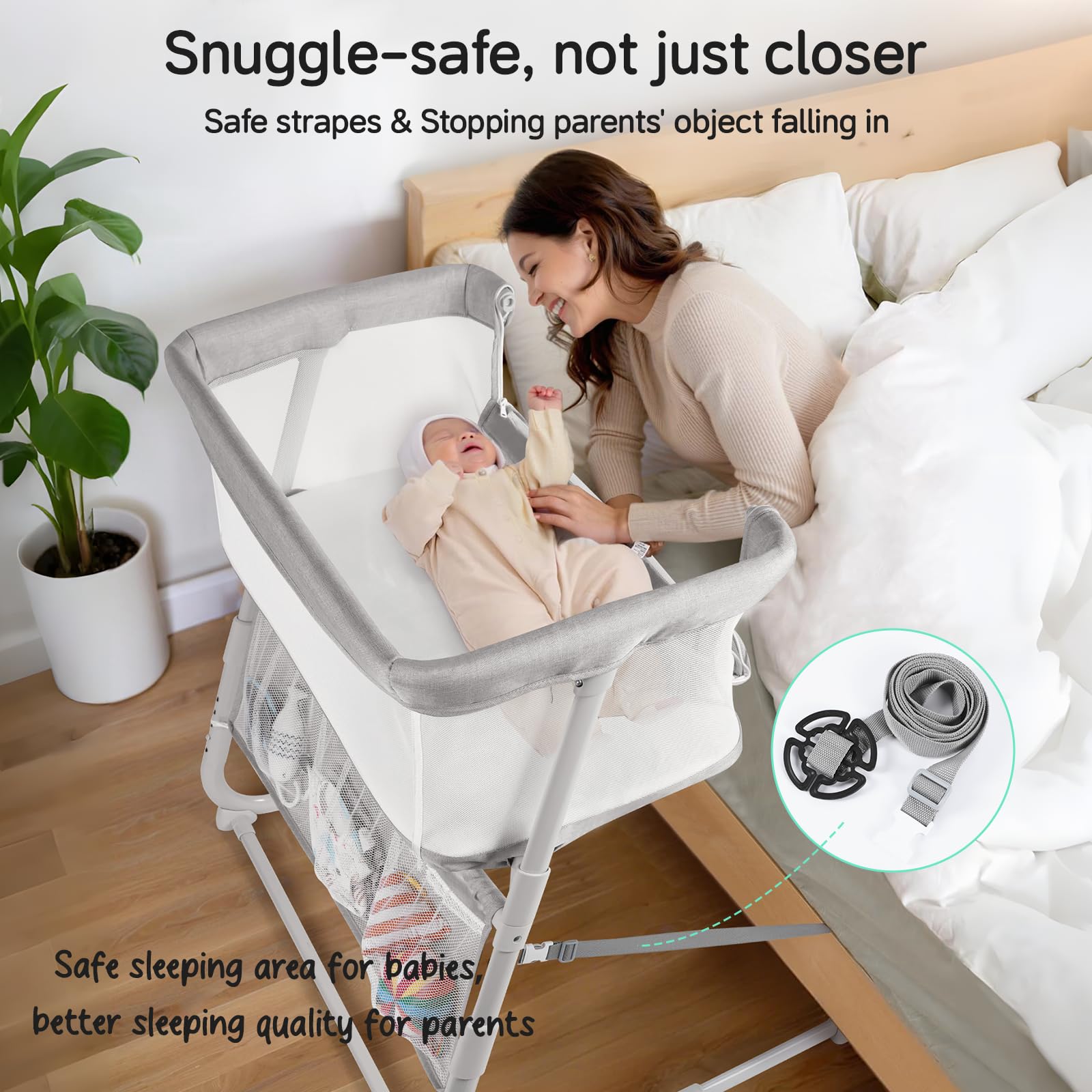 Cowiewie bassinet machine-washable surface simplifies cleanups