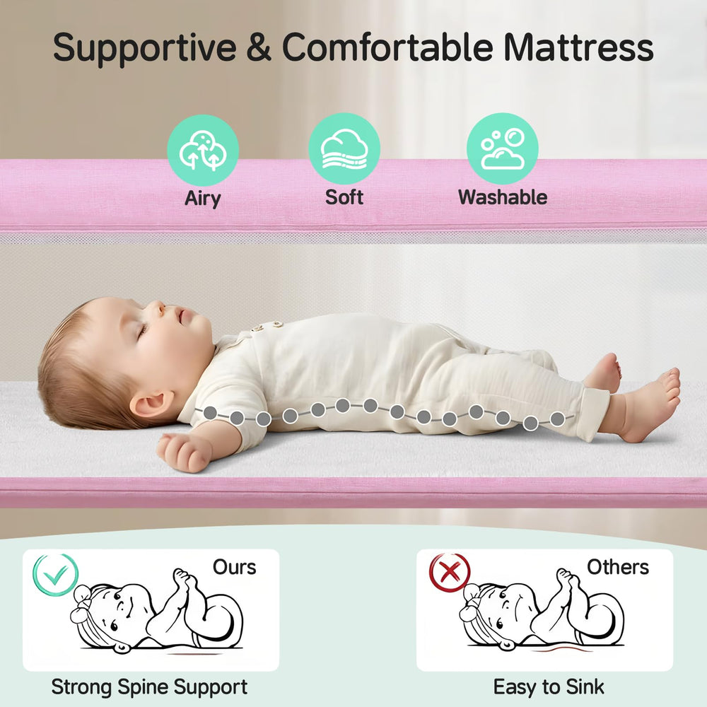 Cowiewie Bassinet over-bed base extends over your mattress for close proximity.