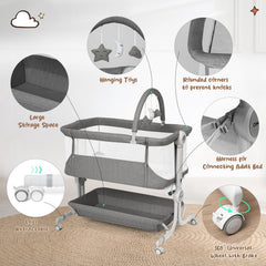 Cowiewie bassinet pi-type structure grey offers stable bedside support