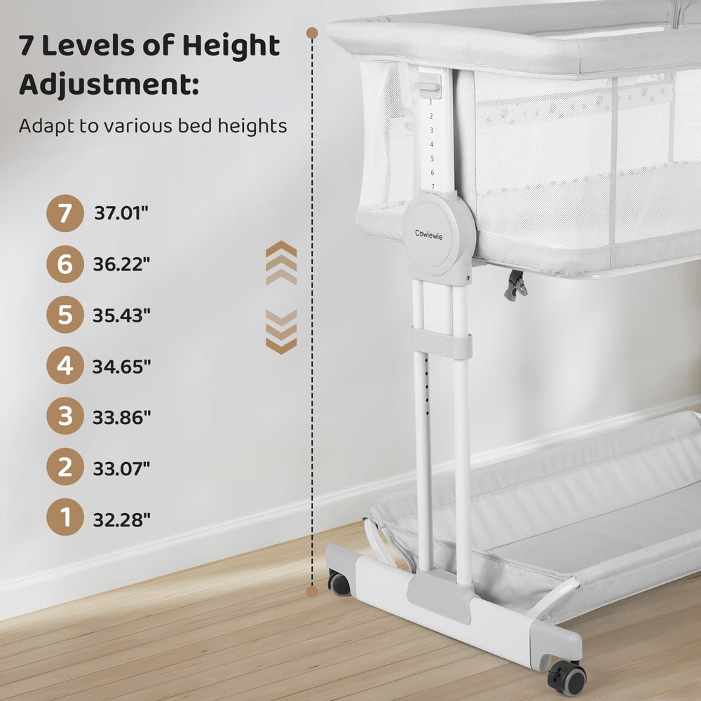 Cowiewie Bassinet Rocking Motion soothes baby with gentle sway.