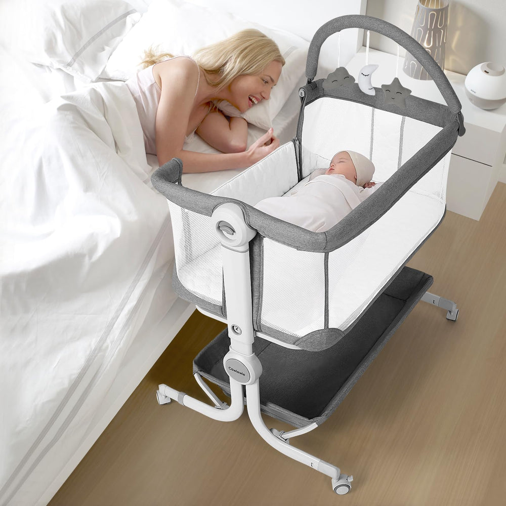 Cowiewie bassinet toy attachments grey entertains and soothes infant