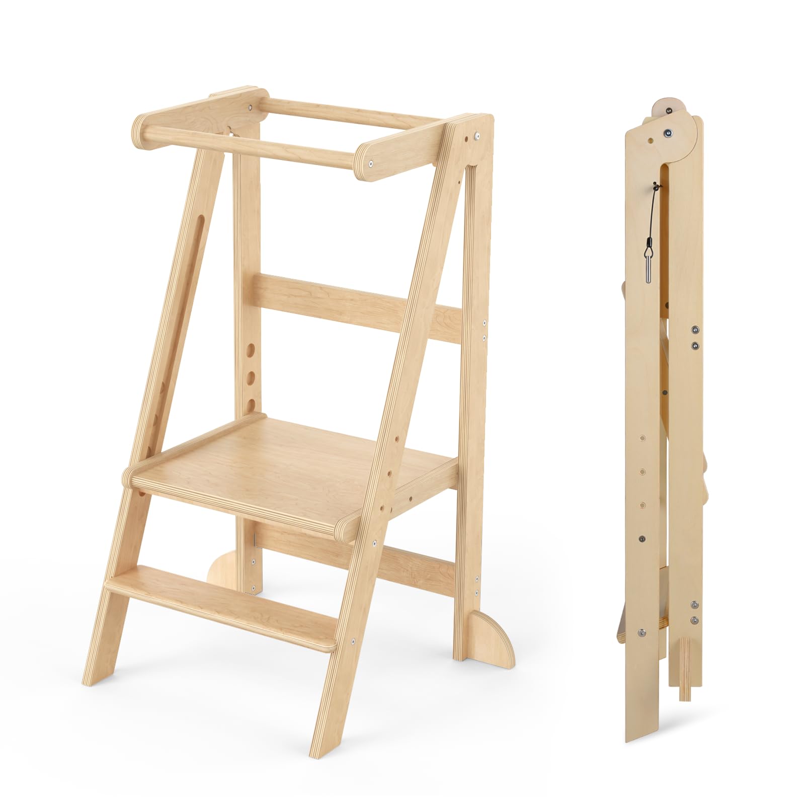 Cowiewie Foldable Toddler Tower folded mode saves space in small homes.