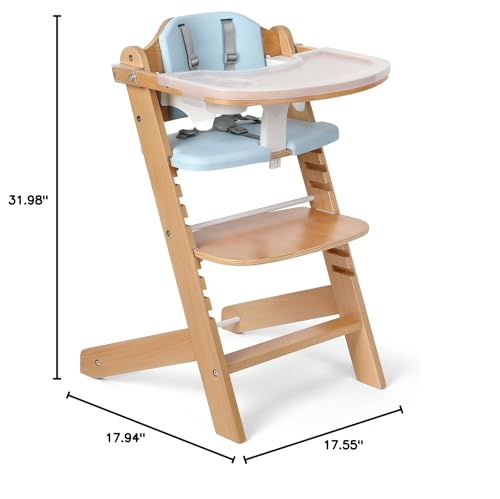 Cowiewie high chair blue in-use image captures family dining moments.