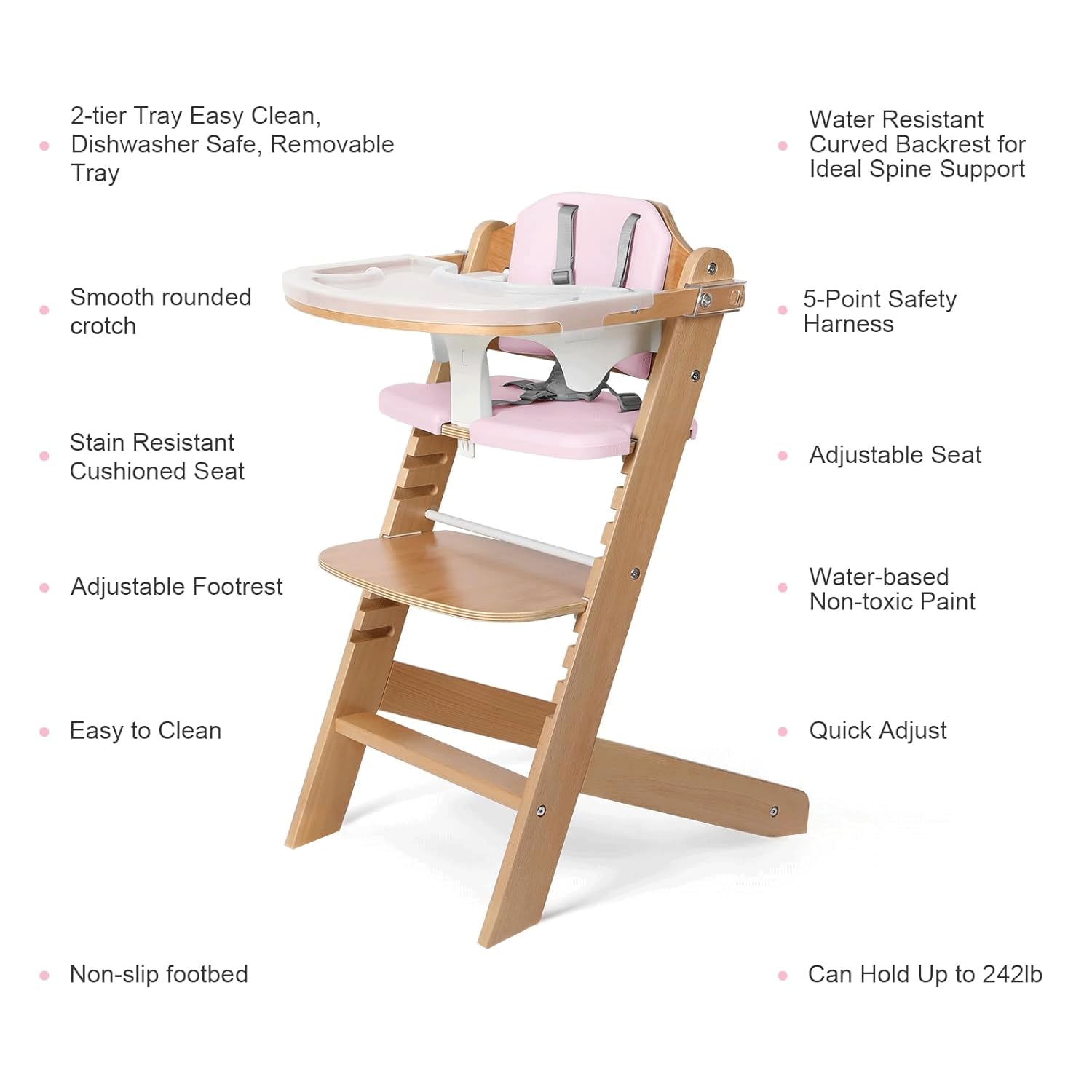 Cowiewie high-chair cushioned seat provides comfortable seating for baby's meals.